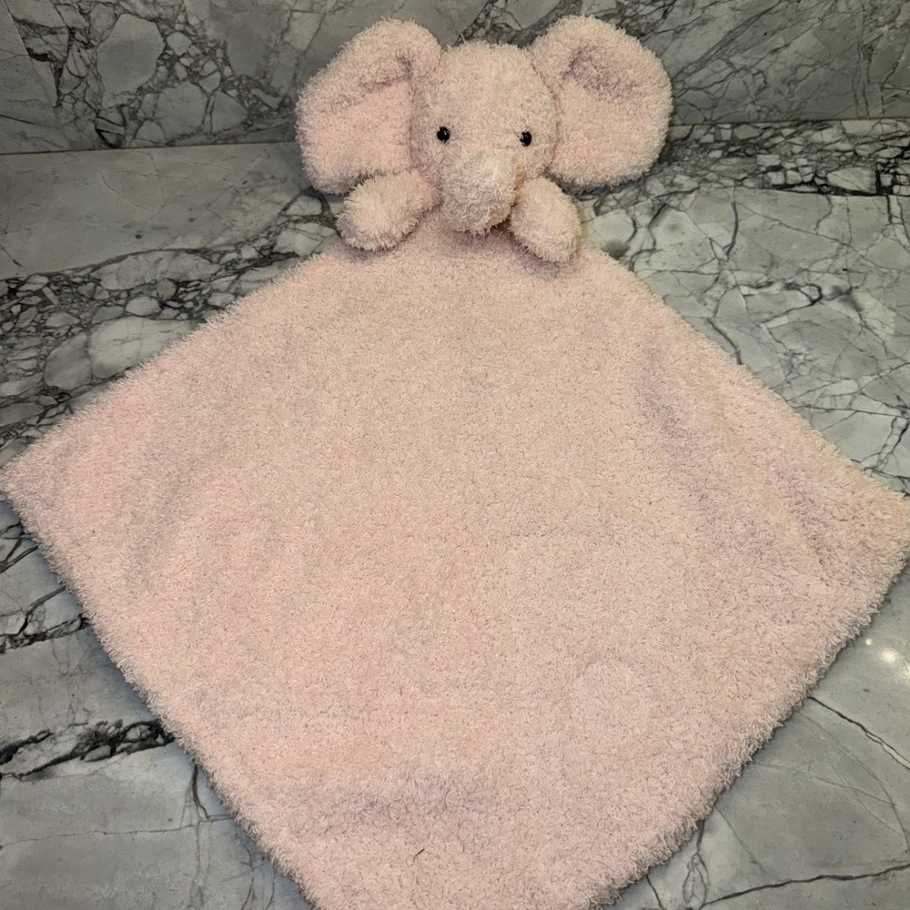 Levi and Emmie LOVEY Baby Security Blanket Soothing Feather Knit Pink Elephant